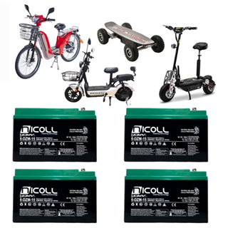 KIT 4 BATERIAS NICOLL 12V 15AH CICLO PROFUNDO BICICLETA BIKE ELETRICA ORIGINAL