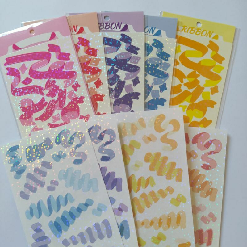 1 cartela de adesivo deco ribbon sticker glitter hologr fico photocard card kpop
