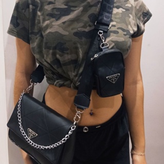 Bolsa feminina mini bag prada corrente e alça transversal bolso incluso