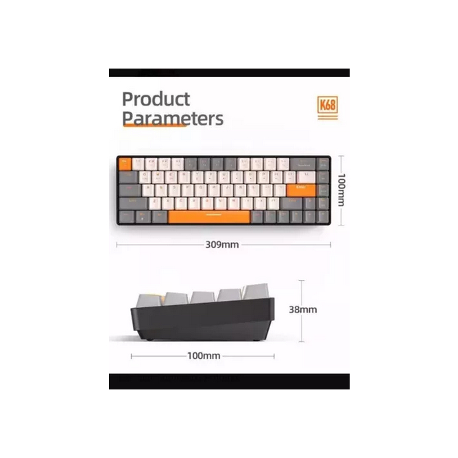 Teclado Mecânico Sem Fio Ziyoulang K68 60%
