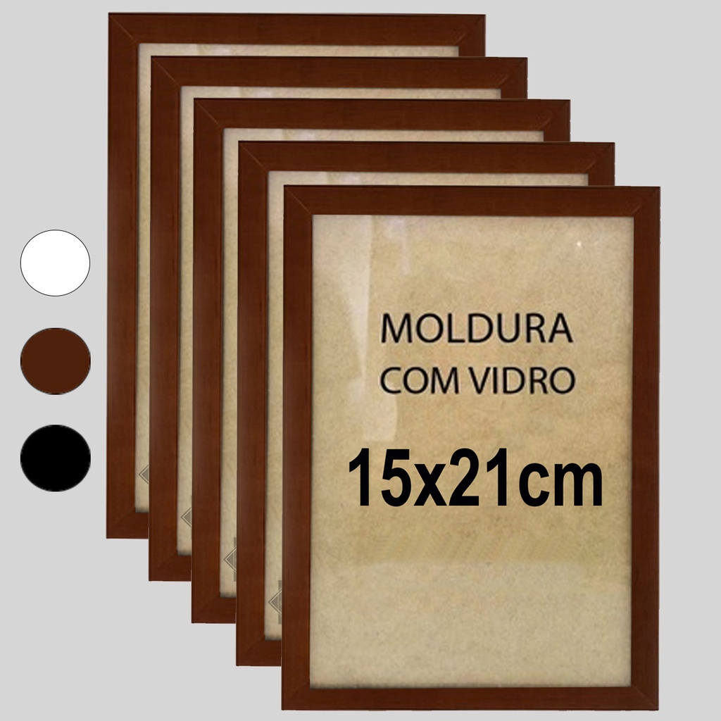 Kit Moldura Quadro Com Vidro 15x21cm 10 peças