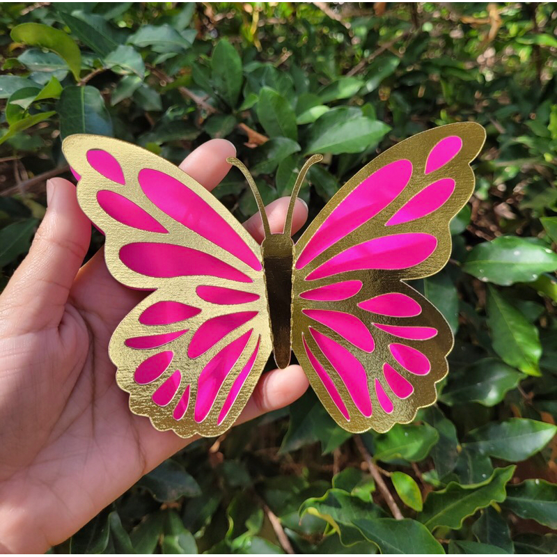 12 Borboletas Laminadas 3D Grandes 15cm para Decoração | Shopee Brasil