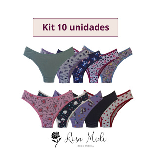 Kit 10 Calcinha Feminina Modelo Tanga Conforto Forro 100% Algodão Promoção