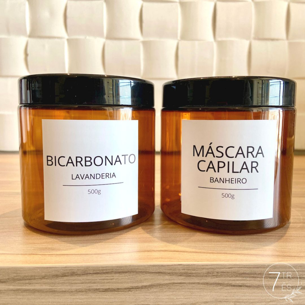Frasco Pote Âmbar 500g com tampa para lavanderia e banheiro