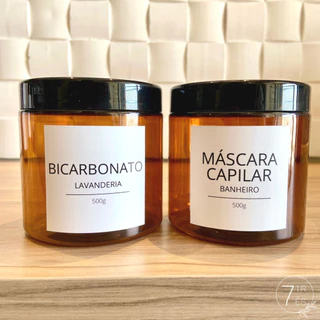 Frasco Pote Âmbar 500g com tampa para lavanderia e banheiro