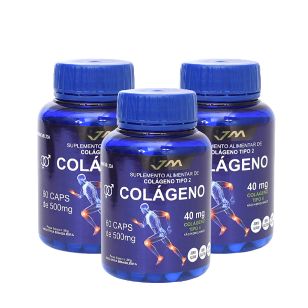Colágeno tipo 2 40mg - 180 Capsulas - JM (3 Potes)