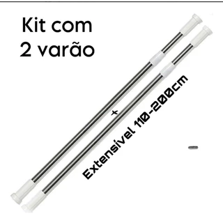 kit 2 varão extensível cortina box provador extensor 110 - 200 cm