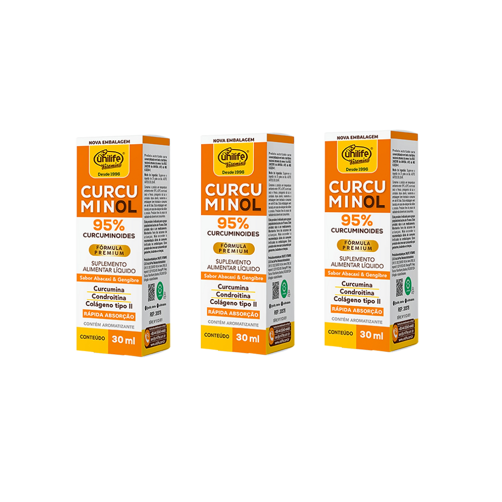 KIT 3 CURCUMINOL 95 EM GOTAS 30ML - UNILIFE | Shopee Brasil