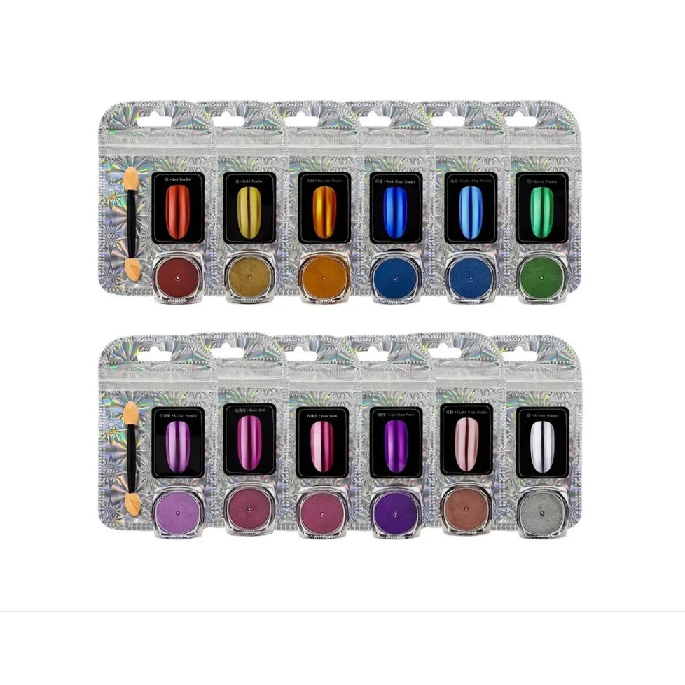 Pó Cromo Metalizado Unhas Cromado Decoração Arte Nas Unhas