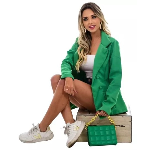 Blazer Luxo Botões Forrados Moda Feminina R068