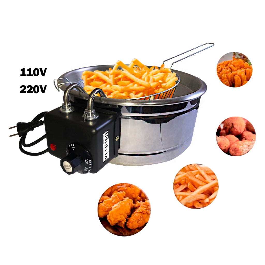 Fritadeira Elétrica Redonda Inox Tacho 5 Litros 110v 220v iNofrix