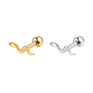 Piercing Minibarbell em Aço Cirúrgico 316L com Detalhe de Cobra e Revestimento PVD Helix, Flat, Conch, Tragus, Lóbulo e Outros