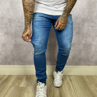 Calça Jeans Masculina Premium com Detalhes em Pistolado de Alta Tendência