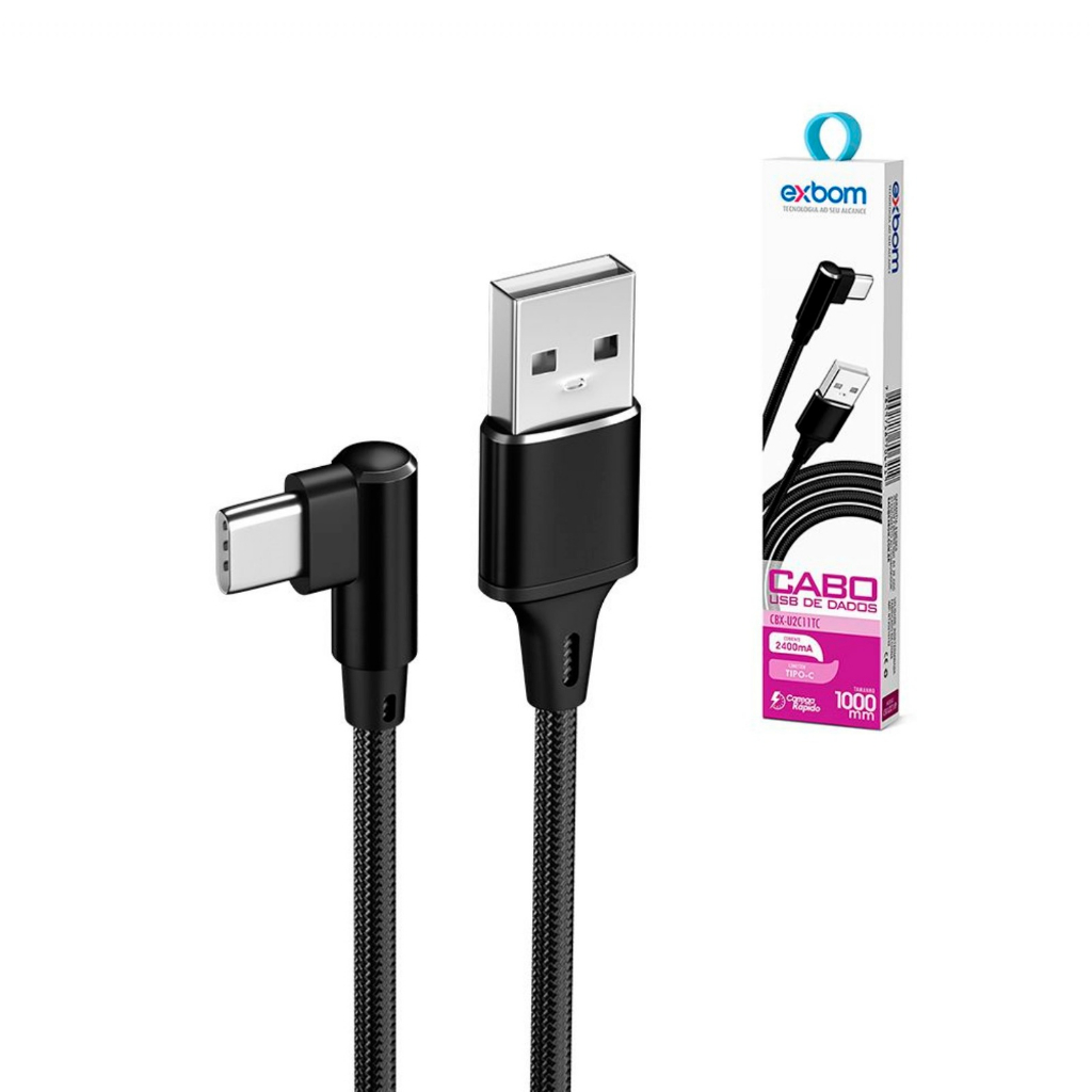 Kit 10 UN Cabo carregador curvo 90º graus carga rápida colorida TIPO C/V8/IPHONE