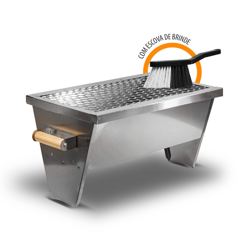 Churrasqueira Móvel Portátil Em Aço Inox 45x25 Pesca e Camping