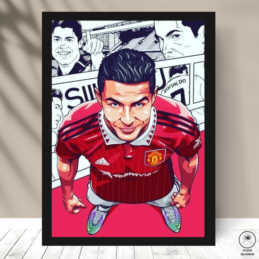 QUADRO PLACA CRISTIANO RONALDO CR7 CAMISA C/ MOLDURA E VIDRO 355