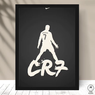 QUADRO PLACA CRISTIANO RONALDO CR7 CAMISA C/ MOLDURA E VIDRO - TAMANHO A4 A3