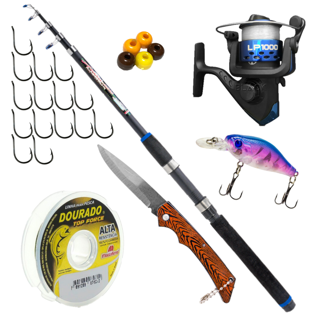 Kit de Pesca Completo Vara Molinete Albatroz + Acessórios