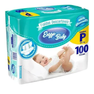 Fraldas Descartáveis Enzzo Baby Pacotão Tamanho - Pequena (P) Com 100 UN