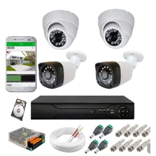 Kit cftv 4 cameras de segurança hd 2 internas dome e 2 externas bullet + dvr 4ch full hd +hd 160 gb