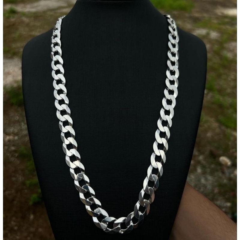 Corrente cordão banhado a prata 925 escamada 1x1 - 7mm - 60cm | Shopee ...