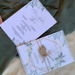 Convite de Casamento com Papel Vegetal - Várias cores