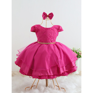 Vestido Infantil Princesa Barbie Com Laço e Glitter