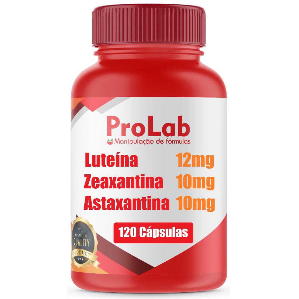 Luteína 12mg + Zeaxantina 10mg + Astaxantina 10mg - 120 Cápsulas