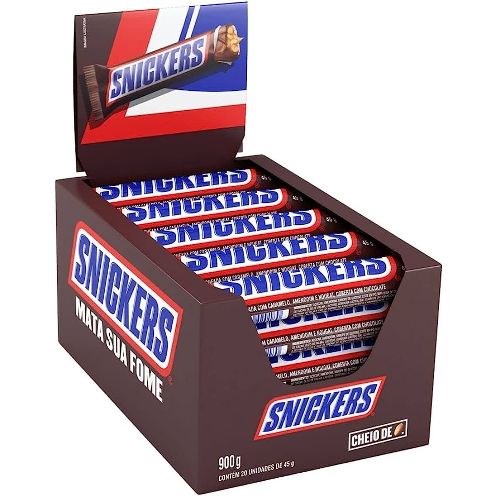 Chocolate Snickers Original - 20 Unidades 45g (900g) | Shopee Brasil