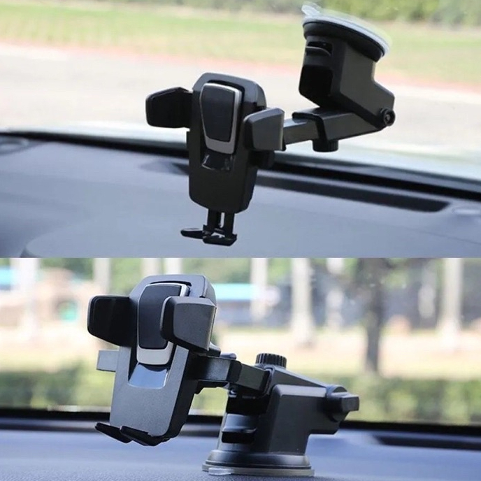 Suporte De Celular Para Carro Com Trava Automática Extensor 360 Graus Ventosa P/ Vidro e Painel