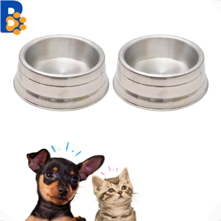 Kit 2 Comedouro Pesado Polido de Alumínio Para Cães De Pequeno Porte - PP 280 ml