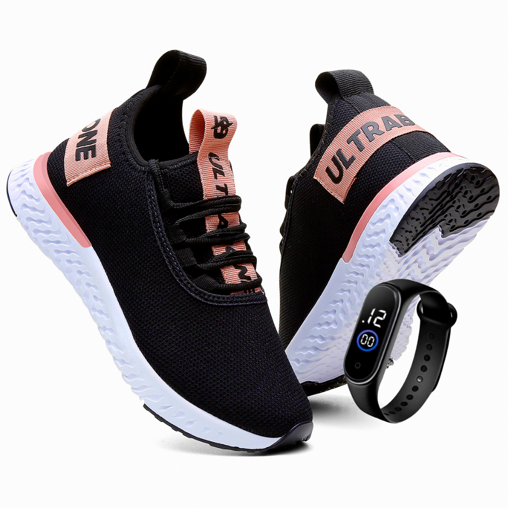 Tenis feminino best sale caminhada preto