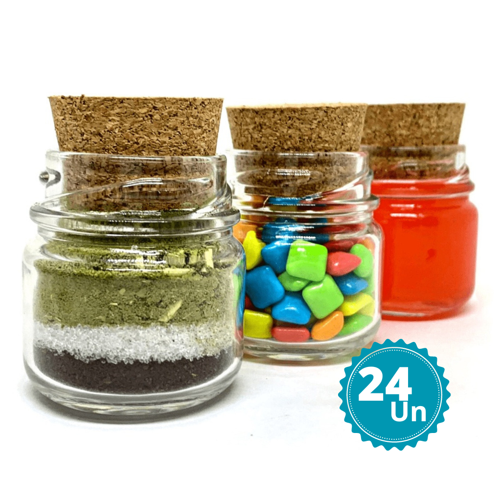 Kit C/24 Potes De Vidros 40ml c/ Tampas Cortiça