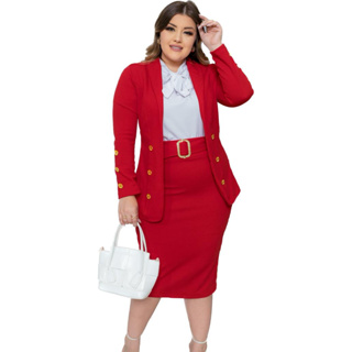 Conjunto Blazer Crepe Cinto 2 Peças (blazer saia) Moda Feminina Modesta Evangelica