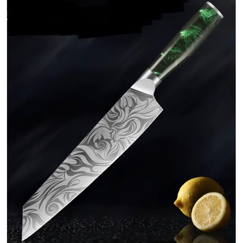 Faca modelo Santoku 9 pol damasco
