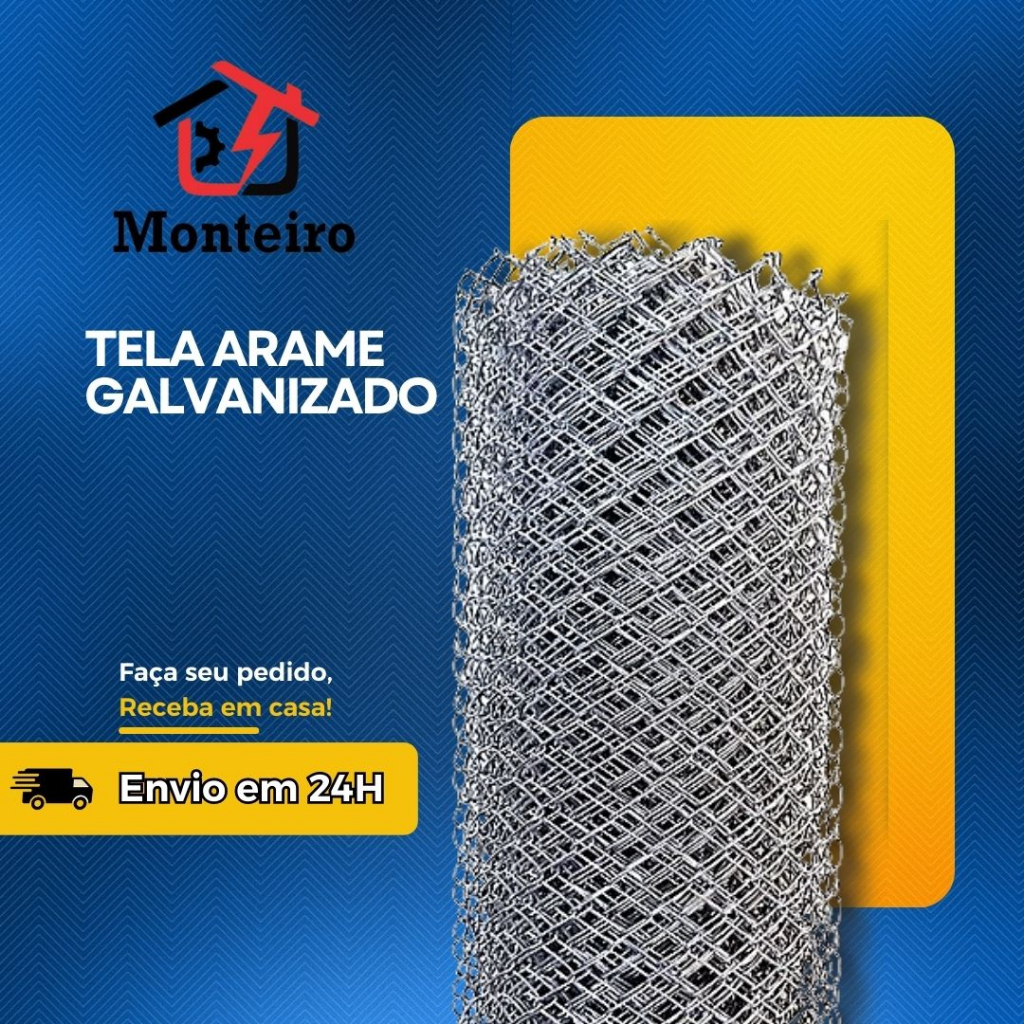 Tela Galinheiro Arame Galvanizado 1,5m Larg. Malha 2 Fio 18