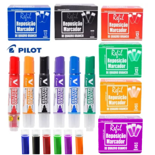 Kit 6 Pinceis Marcador Board Master Quadro Branco Pilot Original