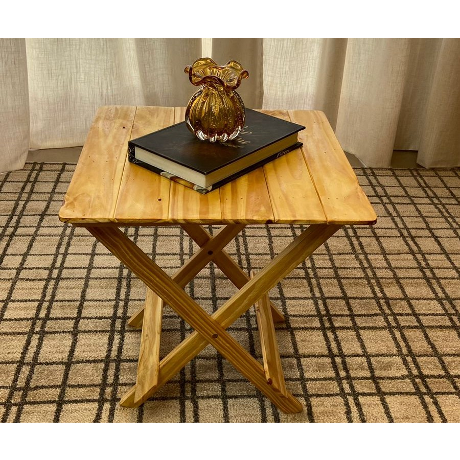 Mesa Quadrada Dobrável Decoração Cor Natural