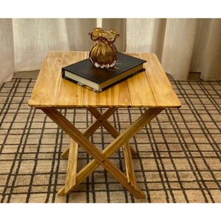 Mesa Quadrada Dobrável Decoração Cor Natural