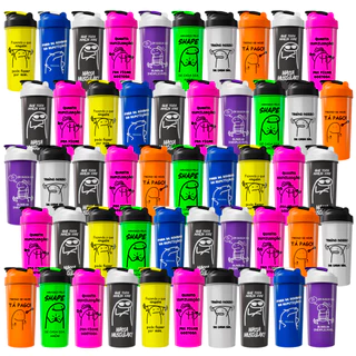 Kit 50 Coqueteleiras Memes Divertidos - Garrafa Shaker 600ml Academia