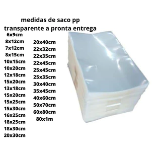 saco cristal transparente pp (1000g 1kg) espessura 006 varias medidas plástico reforçado