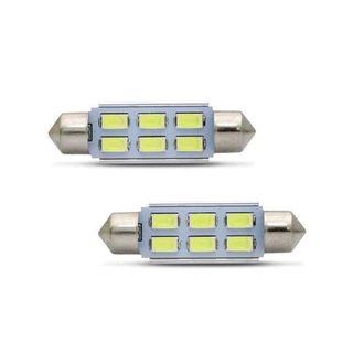 PAR LÂMPADA 6 LED TORPEDO BRANCO 12V 42MM