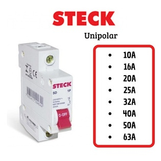Mini Disjuntor Steck Monopolar Unipolar Unifásico 10a Até 63a Curva C
