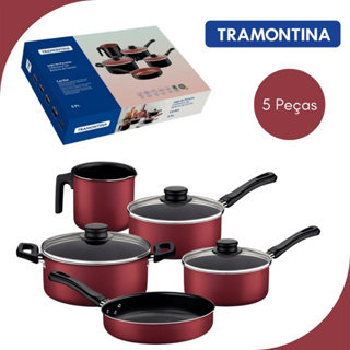 Jogo de Panelas Caribe 5 Peças Revestimento Interno Antiaderente Tramontina