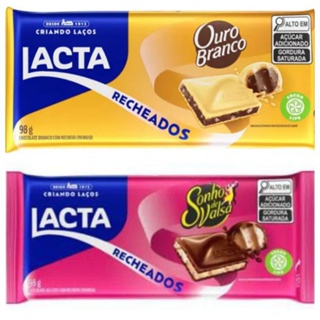 Barra de Chocolate Recheada Ouro Branco Lacta 98g