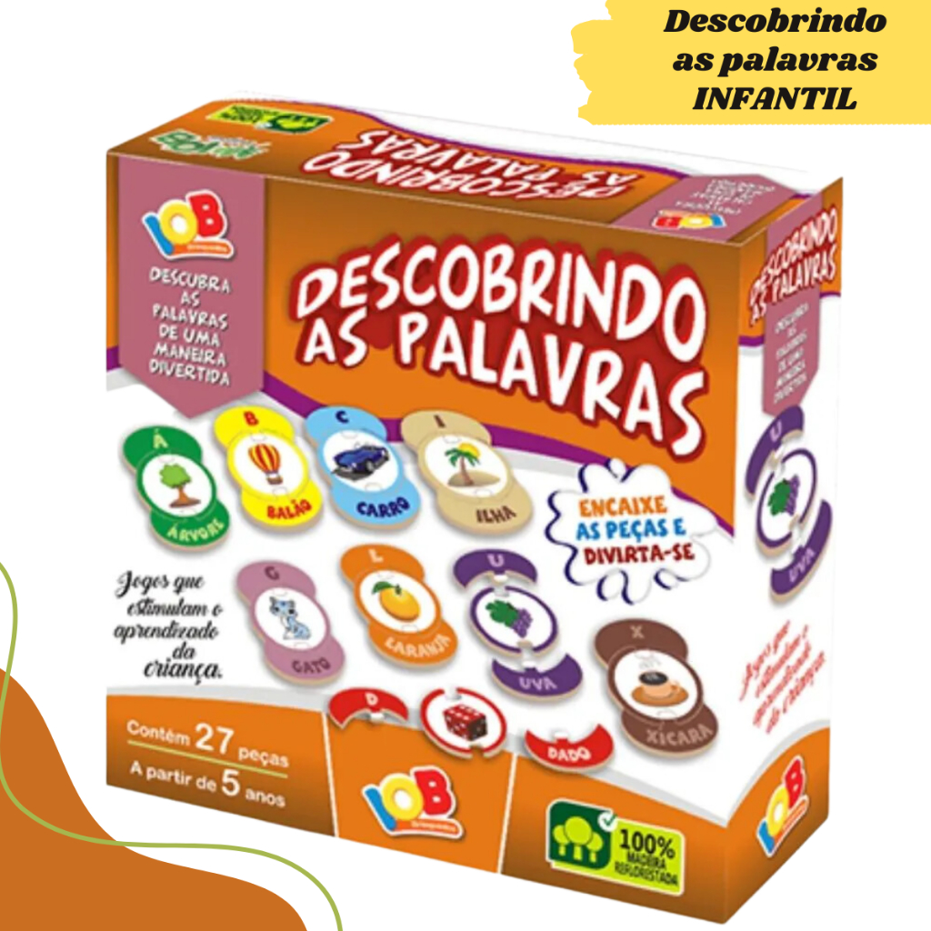 Jogo Pedagógico Descobrindo as Palavras Iob Brinquedos Alfabetização  Infantil Educativo Escolar