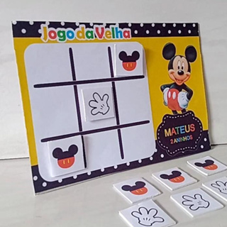 Mickey Mouse Jogo da Velha Personalizado Kit com 10 unidades Lembrancinhas Festa Infantil