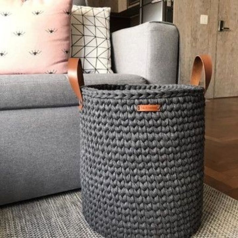 Cesto Grande / GG - Para Guardar Mantas, Brinquedos, Roupas / Fio de Malha