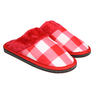 Pantufas feminino chinelos de algodão xadrez generosa