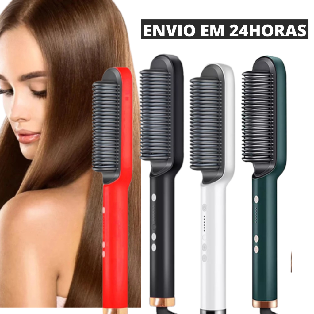 Escova Alisadora Secadora Chapinha Bivolt 5 em 1 - Alisa, Hidrata ...